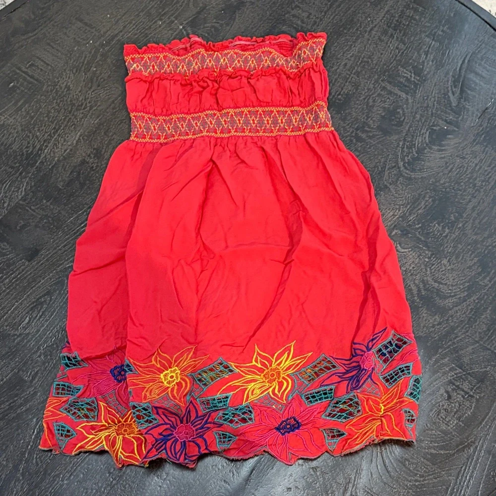 Forever 21 Red Mini Dress with Floral Embroidery - Picture 3 of 3